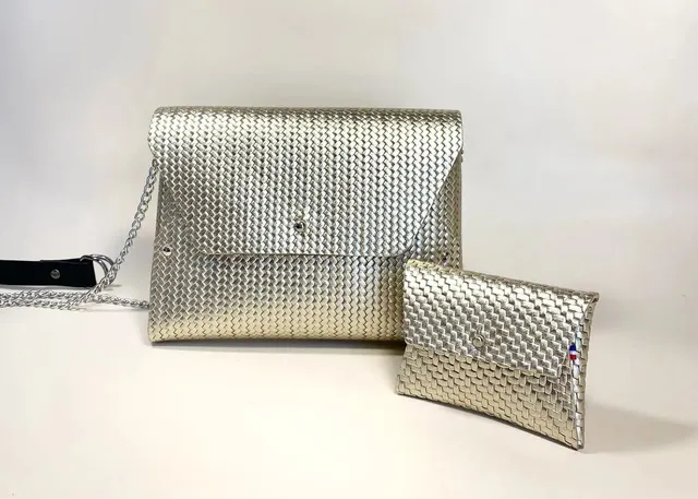 114 Paris Pliage Mini sac cuir doré or 19x14cm